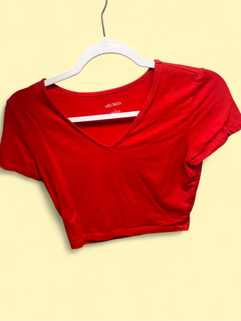 wild fable Red V-Neck Cropped Tee
